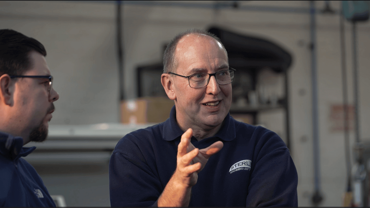 Production manager on factory floor at sterling machining