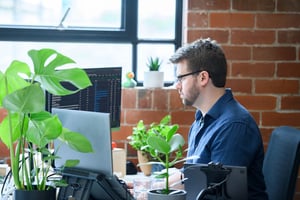 Staff member working at FourJaw Office in Sheffield.