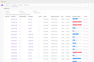 Image shows FourJaw's work orders list feature